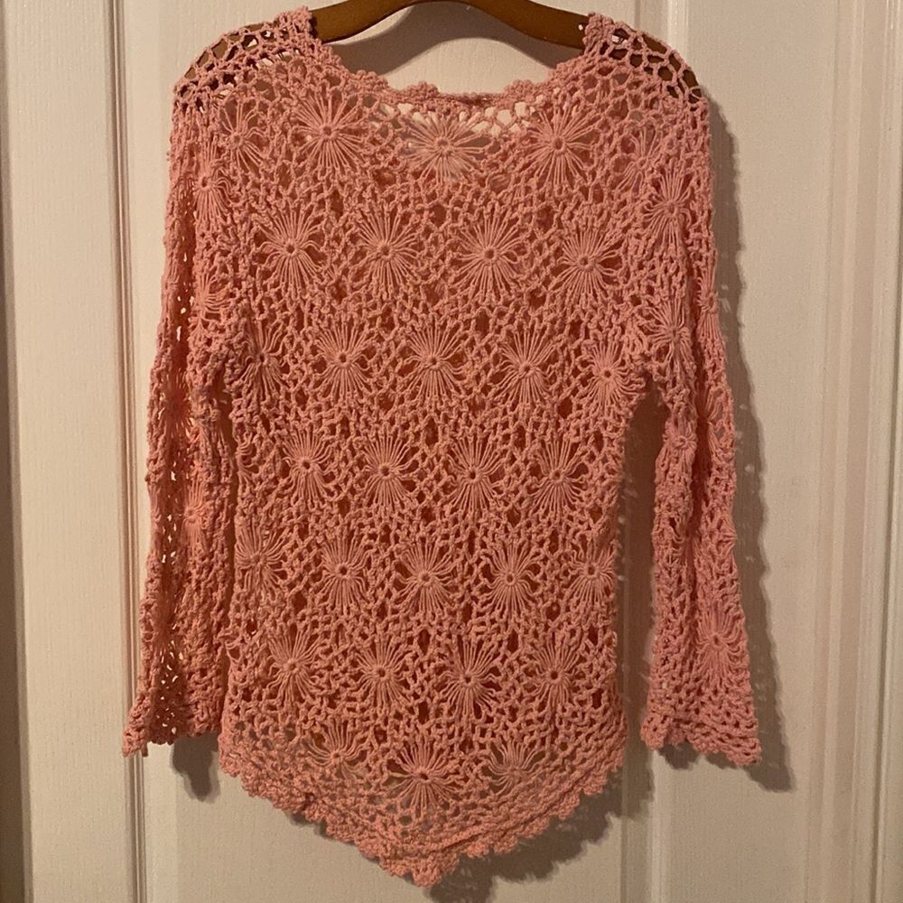 Sundance Pink Daisy Crochet Sweater Size Medium NWOT - Picture 3 of 6